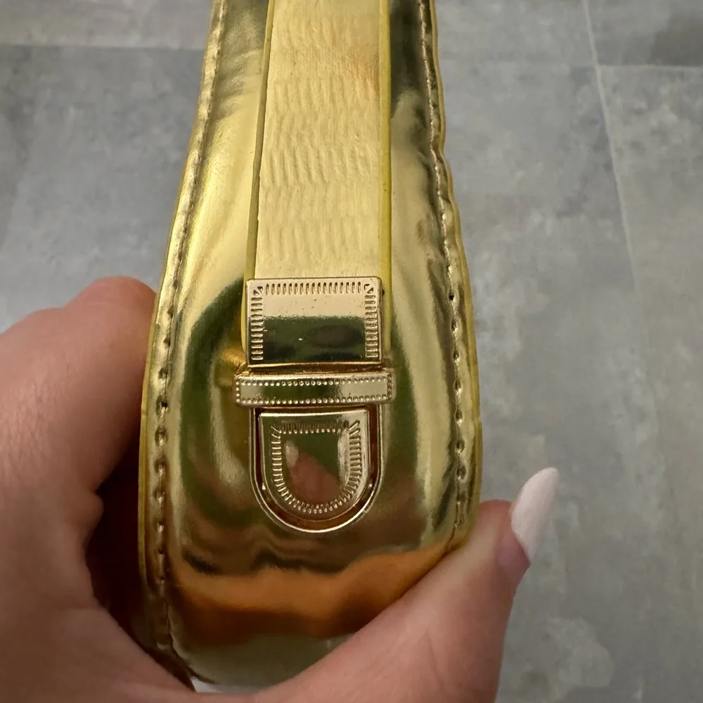 Crocodile Embossed Mini Bag in Gold Metallic - Picture 10 of 12